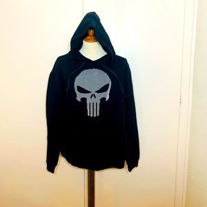 Marvel Men’s Punisher Skull Symbol Black Sweat Hoodie with pockets